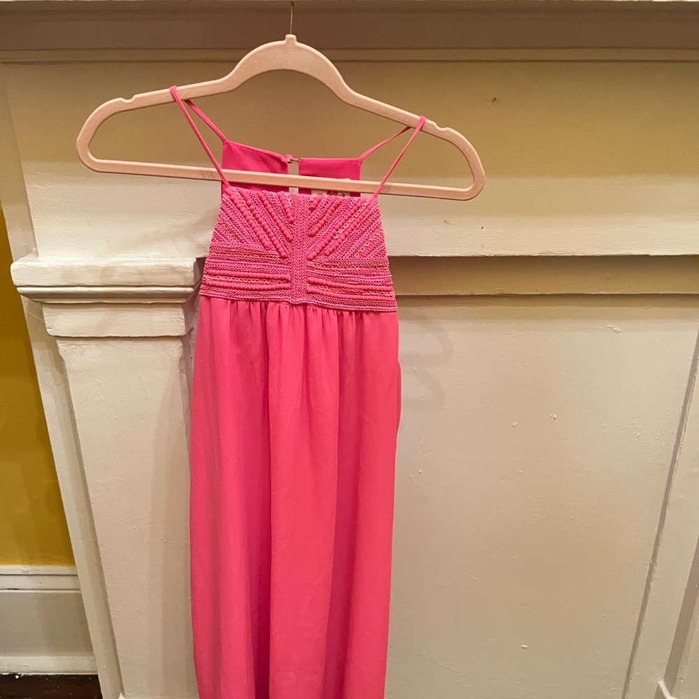 Hot pink crochet top dress